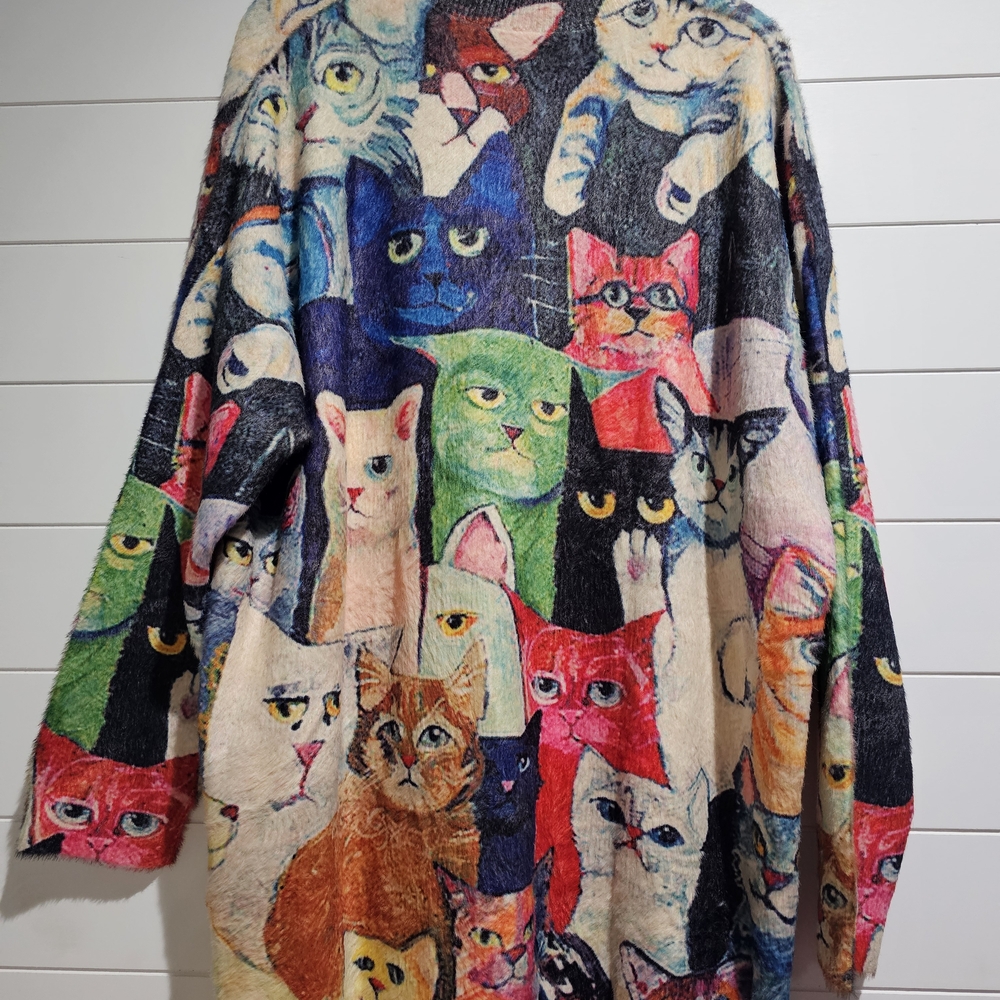 Gunest Colorful Cat Pattern Sweater - Picture 3 of 5